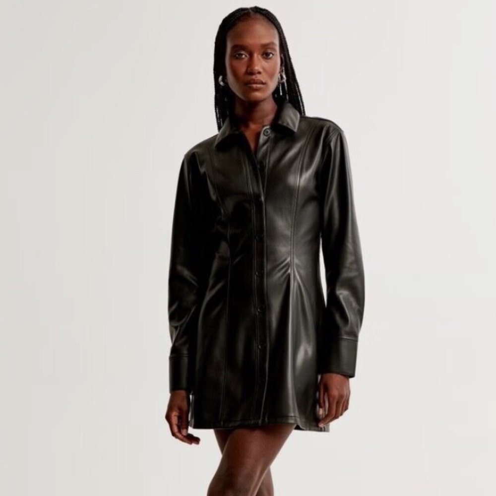 ABERCROMBIE & FITCH - VEGAN LEATHER SHIRT DRESS